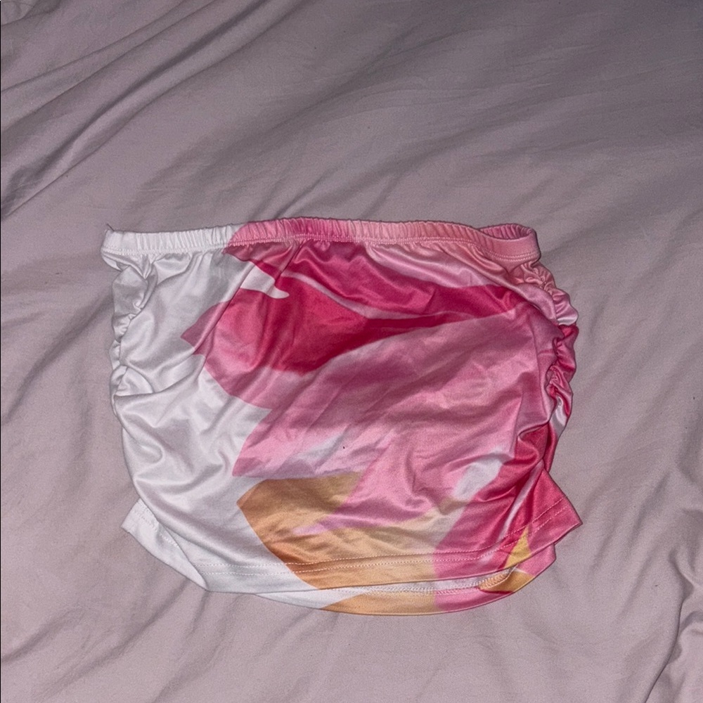 Pink and White Abstract Skirt